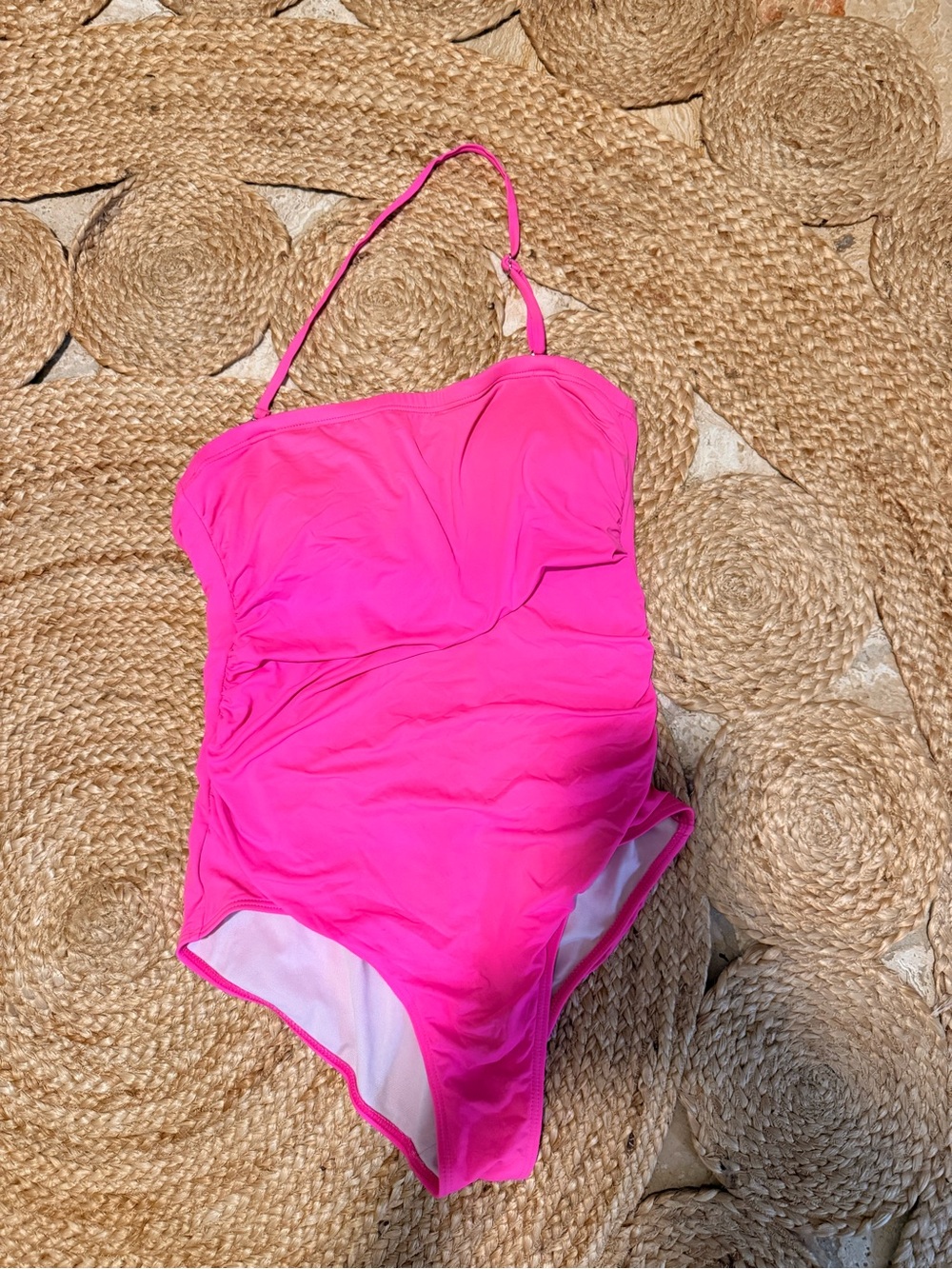 Hot Pink One-Piece Halter Swimsuit, Size XL